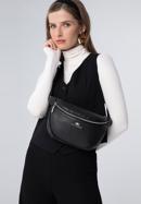 Women's leather waist bag, black-silver, 98-3E-620-9, Photo 15
