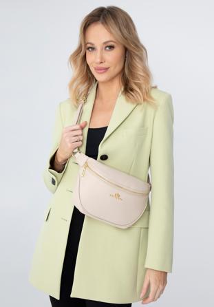 Women's leather waist bag, light beige, 98-3E-620-9, Photo 1