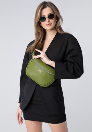 Women's leather waist bag, green, 98-3E-620-Z, Photo 1