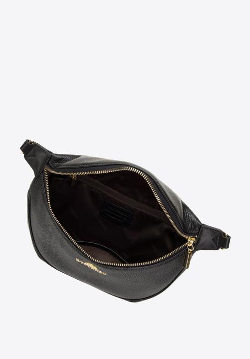 Women's leather waist bag, black-gold, 98-3E-620-9, Photo 3