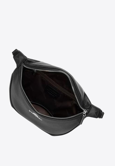 Women's leather waist bag, black-silver, 98-3E-620-9, Photo 3