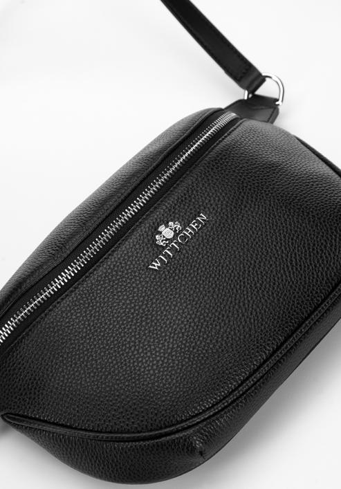 Women's leather waist bag, black-silver, 98-3E-620-9, Photo 4
