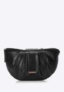 Women's ruched faux leather wrist bag, black, 97-3Y-526-3, Photo 1