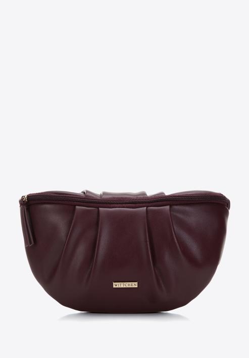 Women's ruched faux leather wrist bag, plum, 97-3Y-526-9, Photo 1