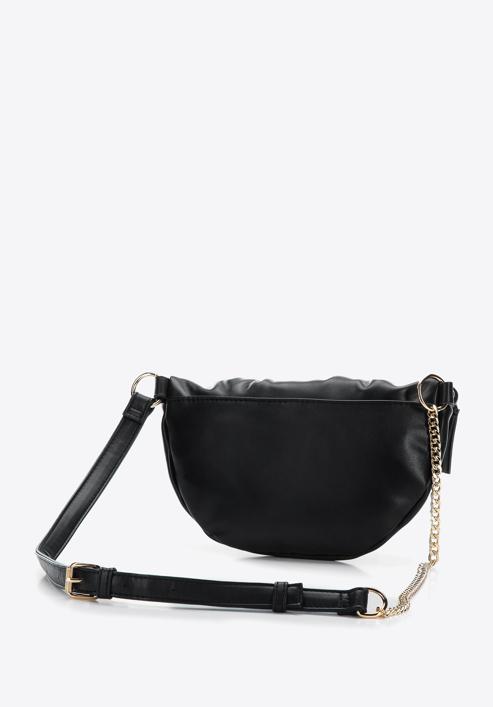 Women's ruched faux leather wrist bag, black, 97-3Y-526-9, Photo 2