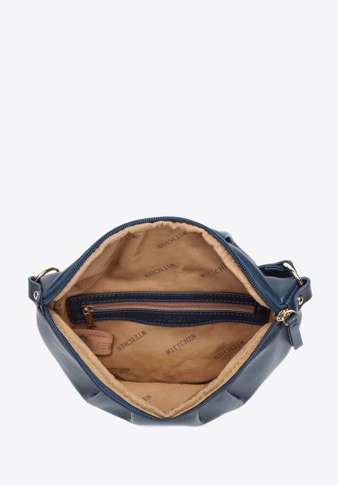 Women's ruched faux leather wrist bag, navy blue, 97-3Y-526-3, Photo 3