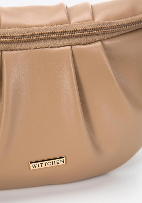 Women's ruched faux leather wrist bag, beige, 97-3Y-526-9, Photo 4