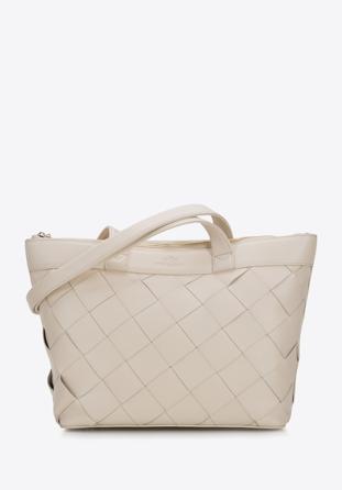 Leather winged shopper bag, cream, 94-4E-902-0, Photo 1