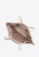 Damska shopperka skórzana trapezowa z plecionką, kremowy, 94-4E-902-P, Zdjęcie 4
