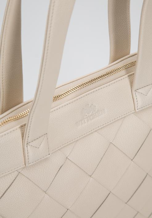 Leather winged shopper bag, cream, 94-4E-902-0, Photo 5