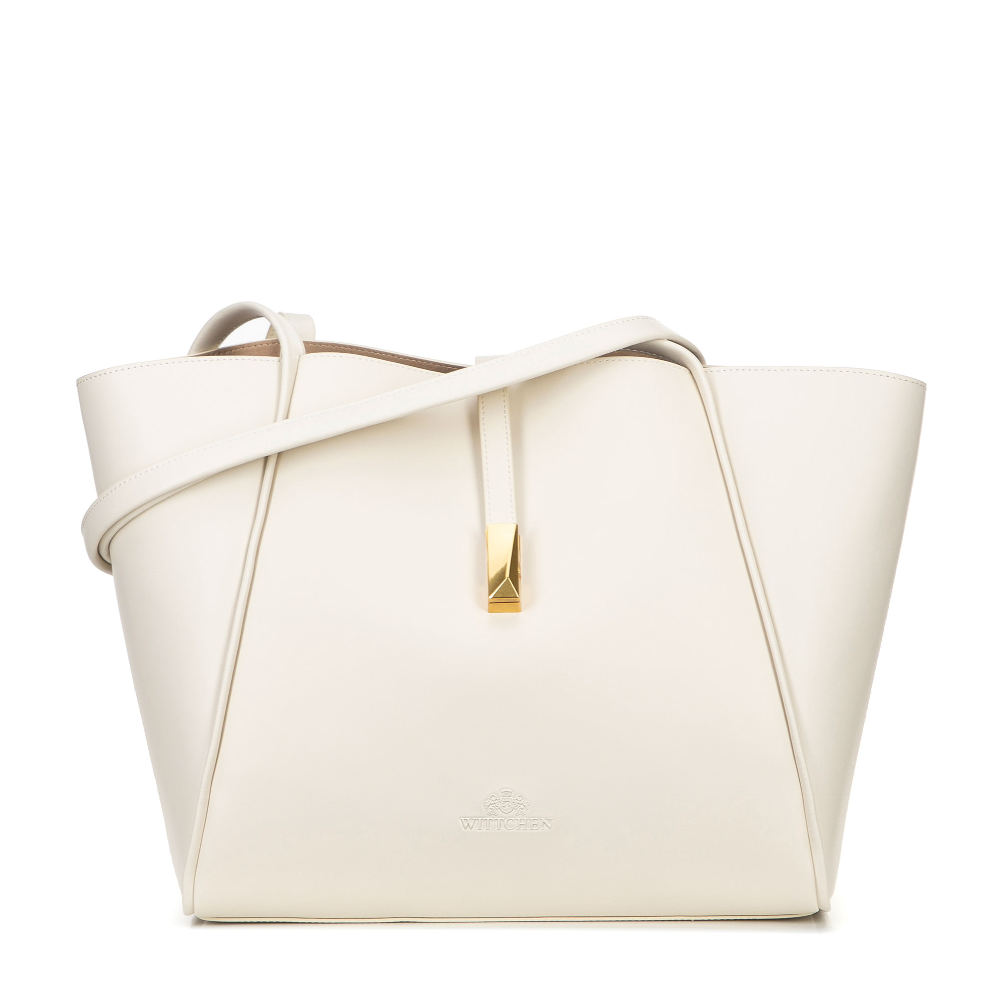 Krémová dámska shopper kabelka Wittchen z prírodnej kože s elegantným vzhľadom, Vyberte variant krémová