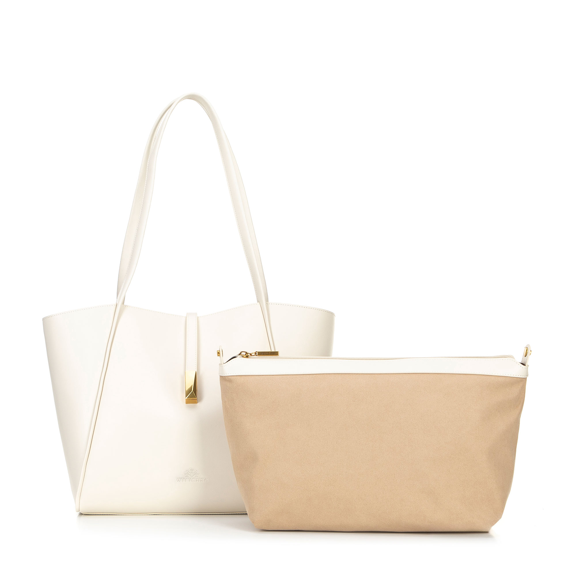 Krémová dámska shopper kabelka Wittchen z prírodnej kože s elegantným vzhľadom, Vyberte variant krémová