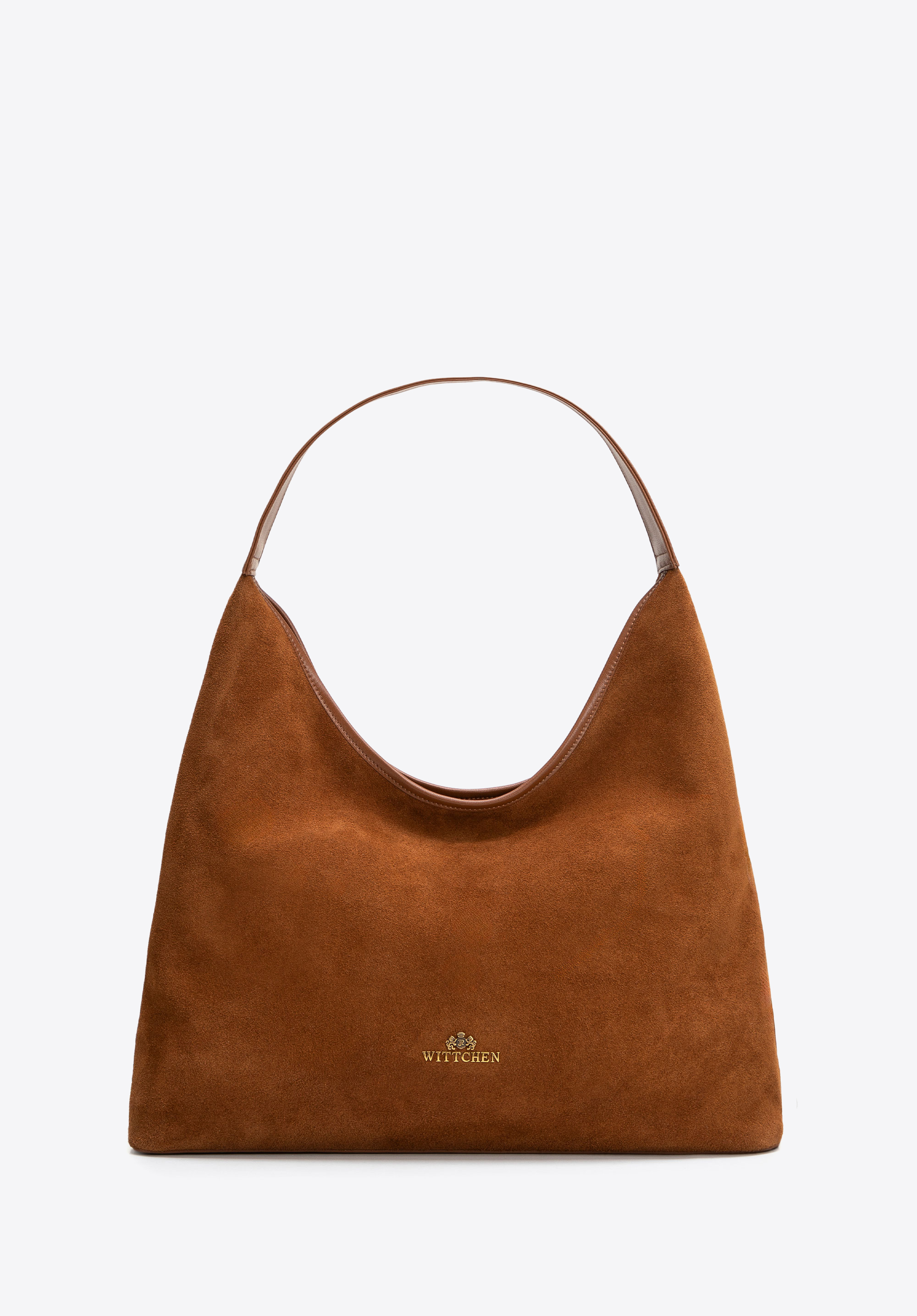 Women's suede hobo bag, light brown, 102-4E-607-5, Photo 1