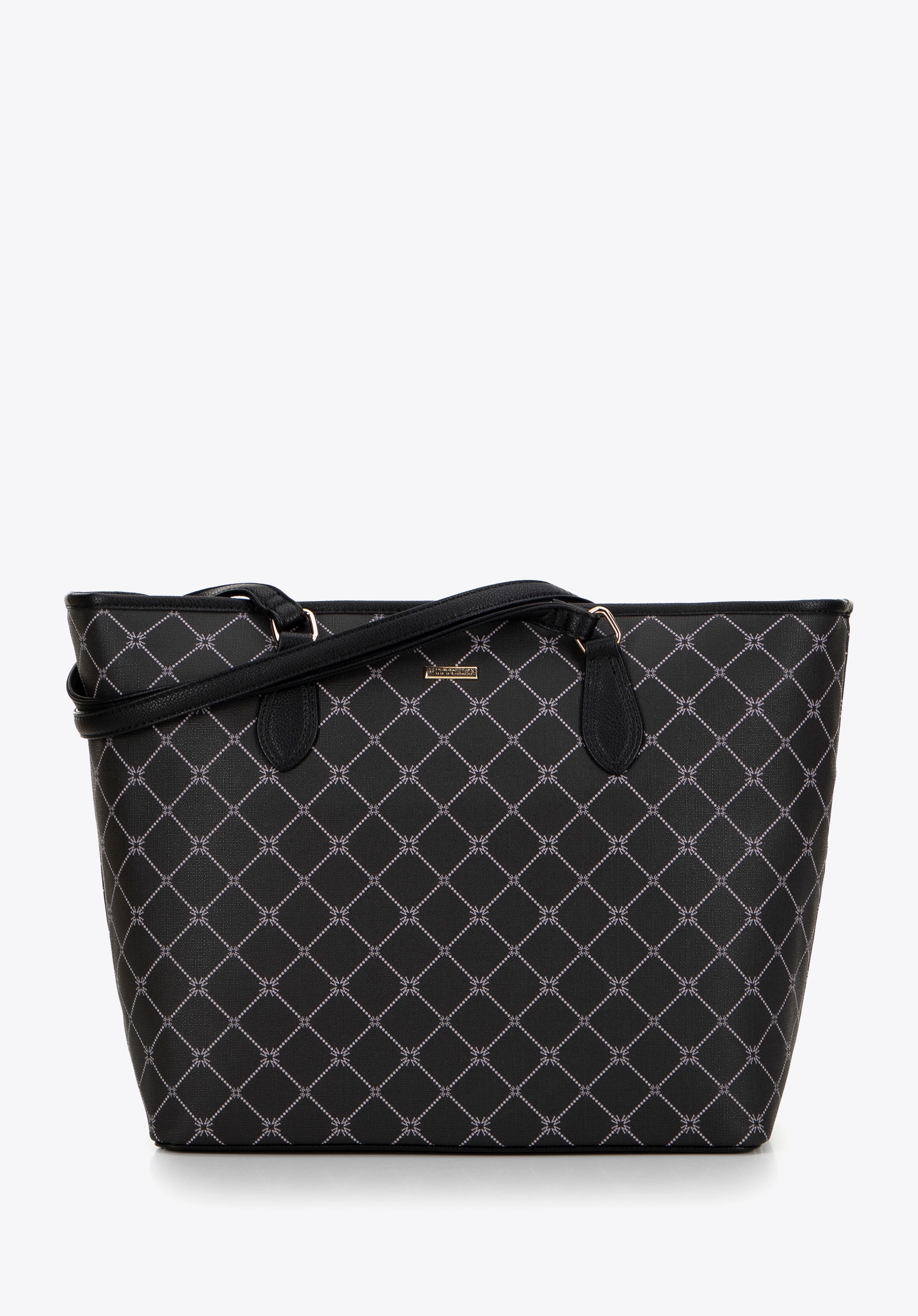 Damska shopperka w monogram, czarny, 99-4Y-503-1, Zdjęcie 1