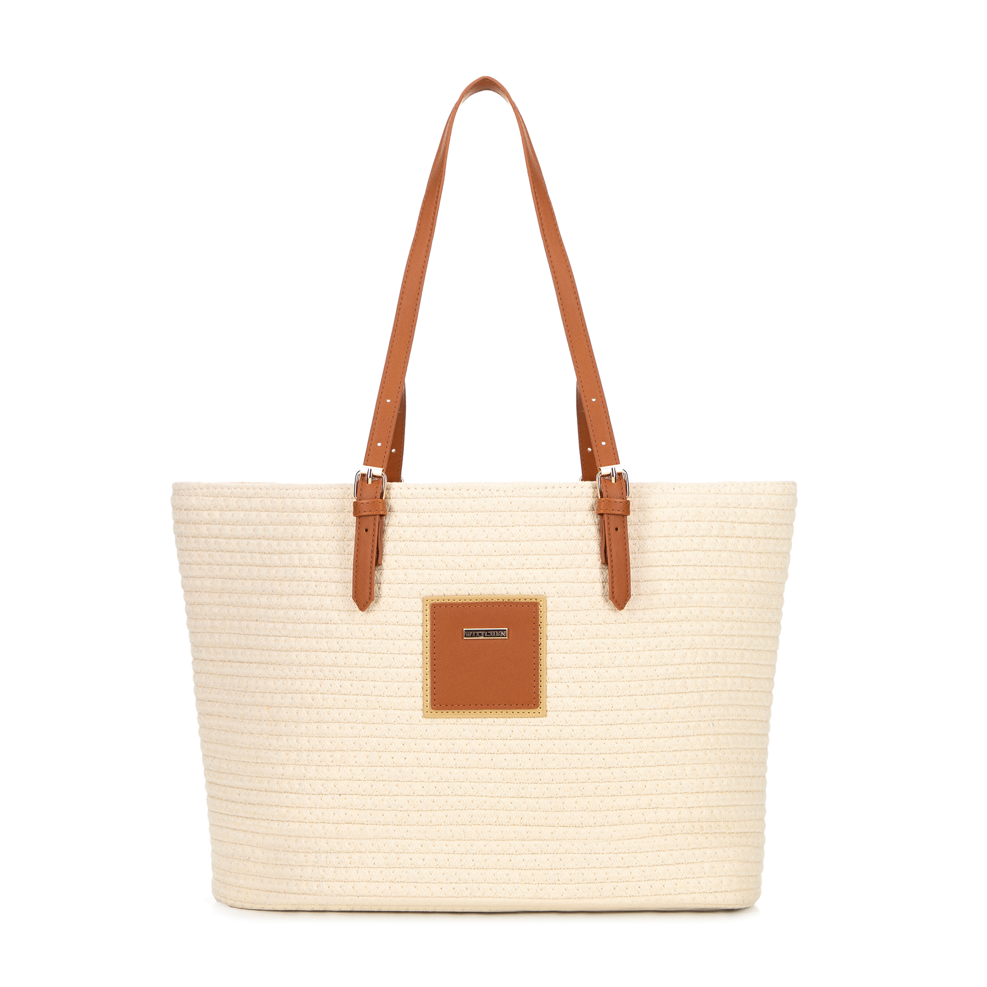 Dámska nákupná kabelka zo zmesi bavlny béžová 100-4Y-900-9