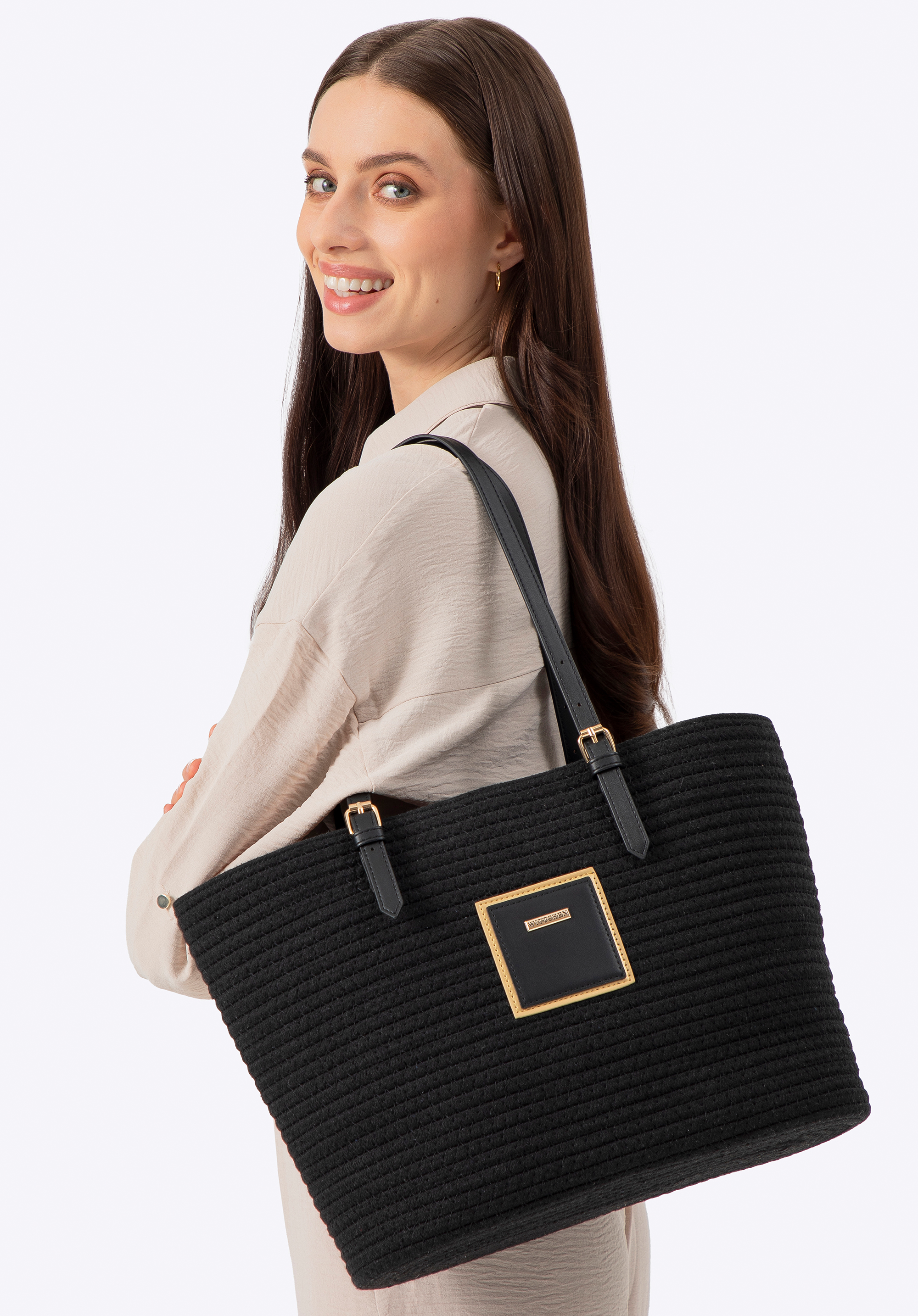 Women's cotton blend shopper bag