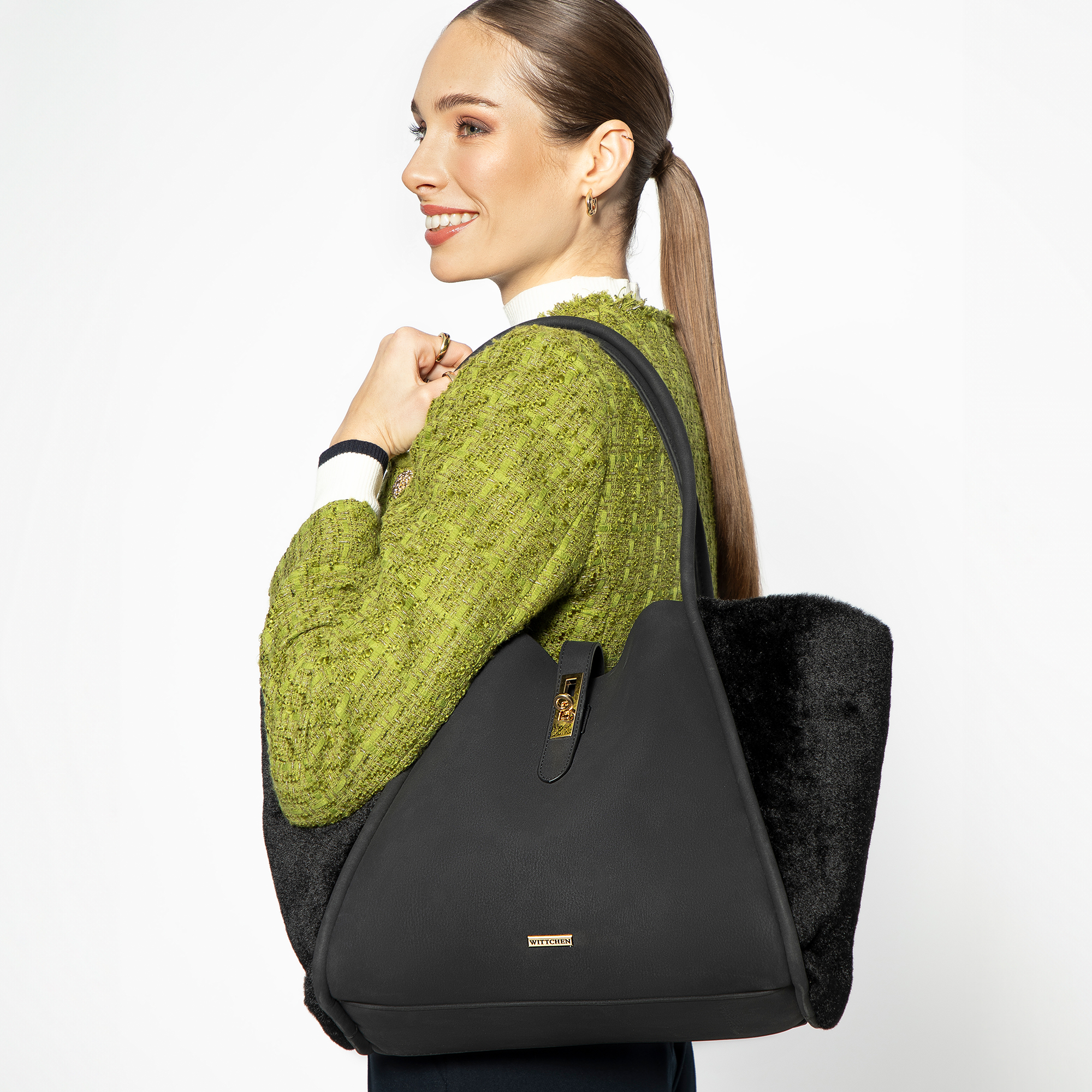 Dámska shopper kabelka z ekologickej kože čierna 99-4Y-219-1, Vyberte variant čierna