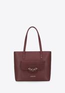 Faux leather shopper bag with chain detail, burgundy, 95-4Y-413-1, Photo 2
