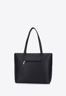 Faux leather shopper bag with chain detail, black, 95-4Y-413-1, Photo 3