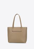 Faux leather shopper bag with chain detail, beige, 95-4Y-413-1, Photo 3