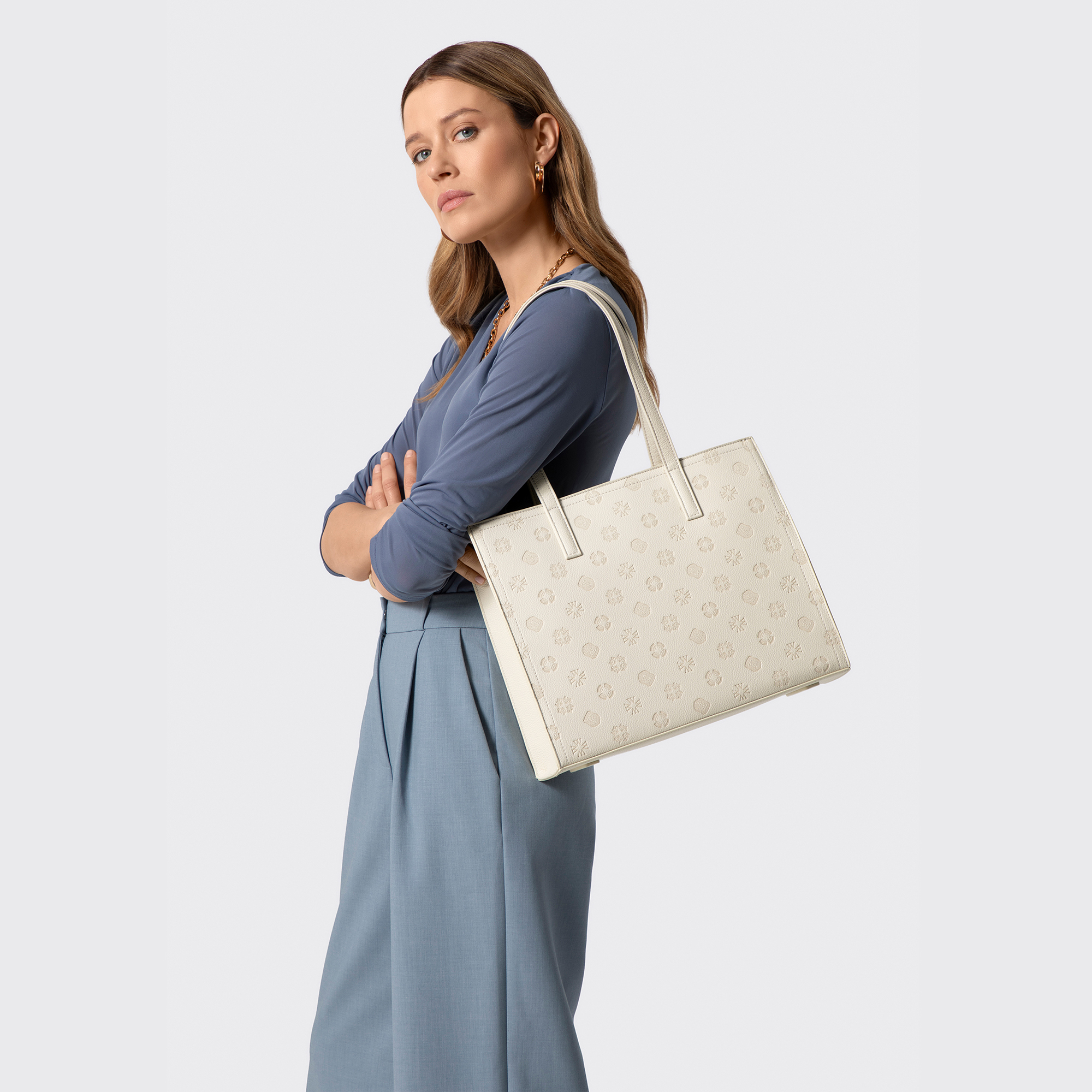 Krémová dámska shopper kabelka Wittchen s výrazným vzhľadom, Vyberte variant krémová