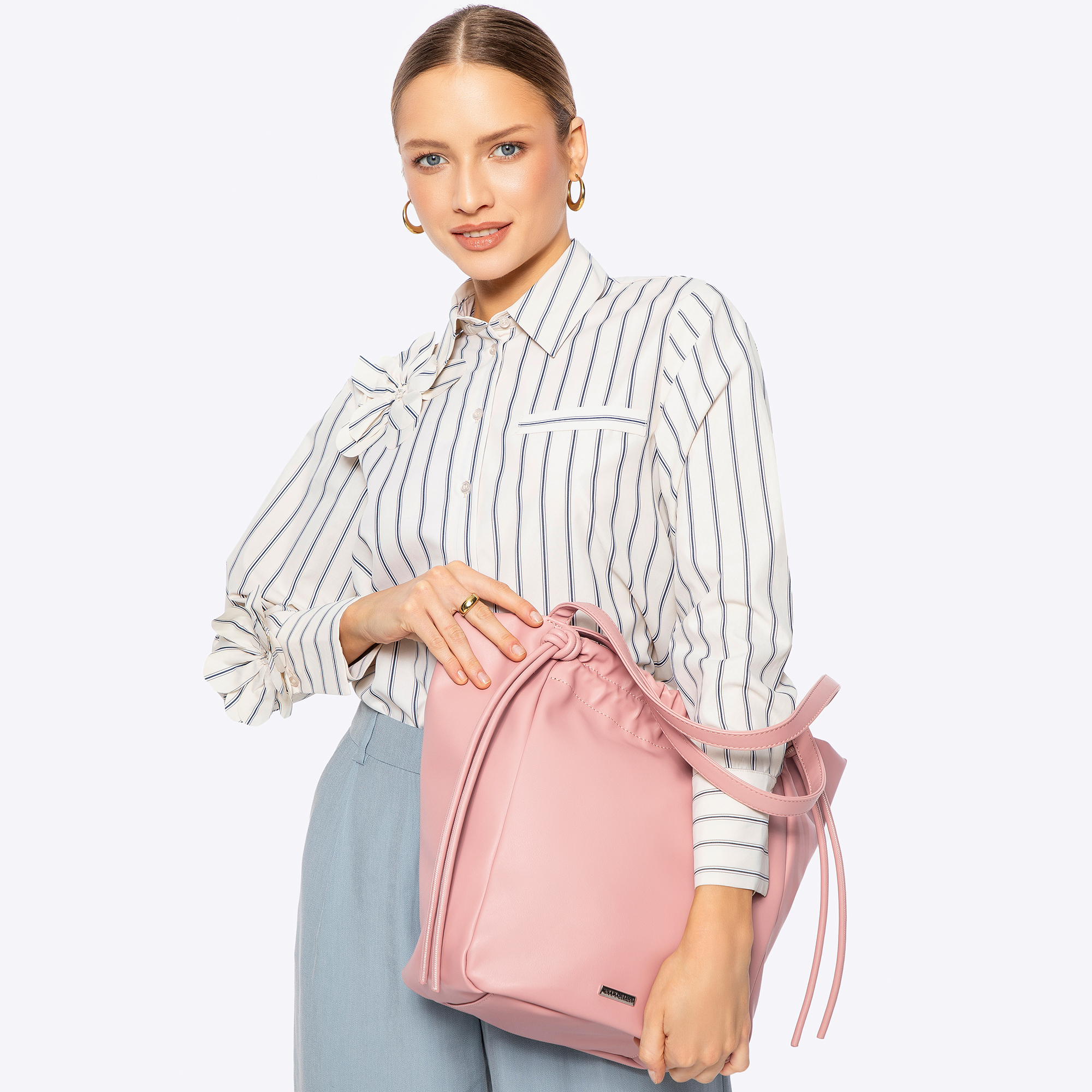 Dámska shopper kabelka z ekologickej kože ružová 100-4Y-434-P, Vyberte variant ružová