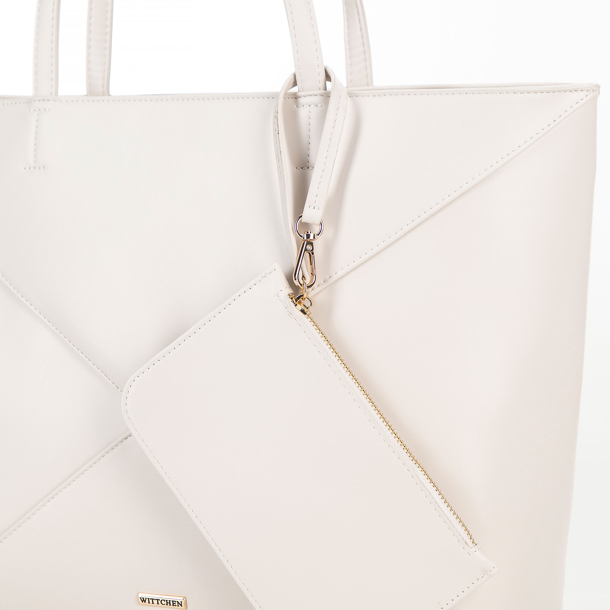 Dámska shopper kabelka z imitácie kože smotanová s dekoratívnym prešívaním 100-4Y-233-0, Vyberte variant lomená biela