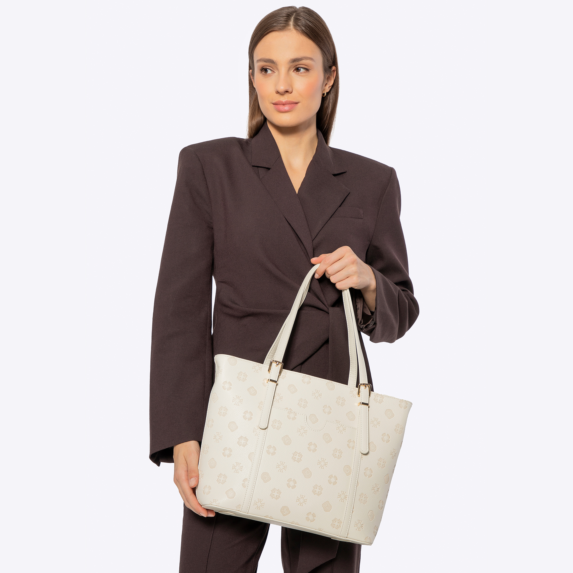 Krémová dámska shopper kabelka Wittchen z imitácie kože, Vyberte variant krémová