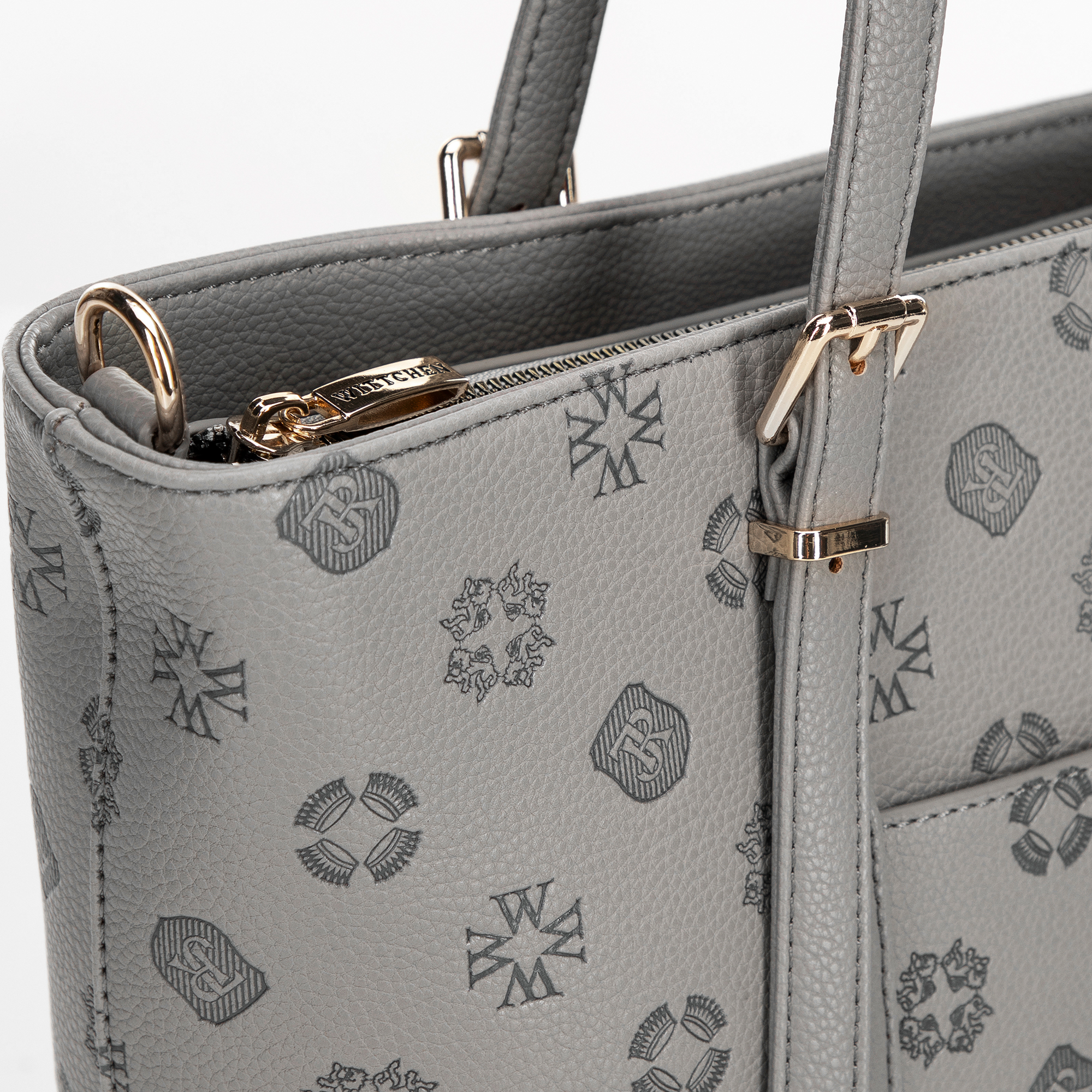 Dámska shopper kabelka z imitácie kože sivá s reliéfnym detailom 101-4Y-P05-8, Vyberte variant šedá