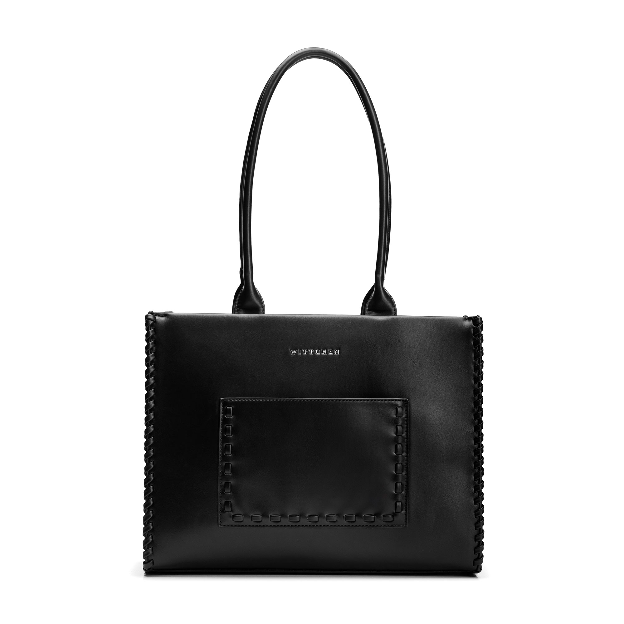 Dámska shopper kabelka z ekologickej kože čierna s pleteným detailom 101-4Y-401-1, Vyberte variant čierna