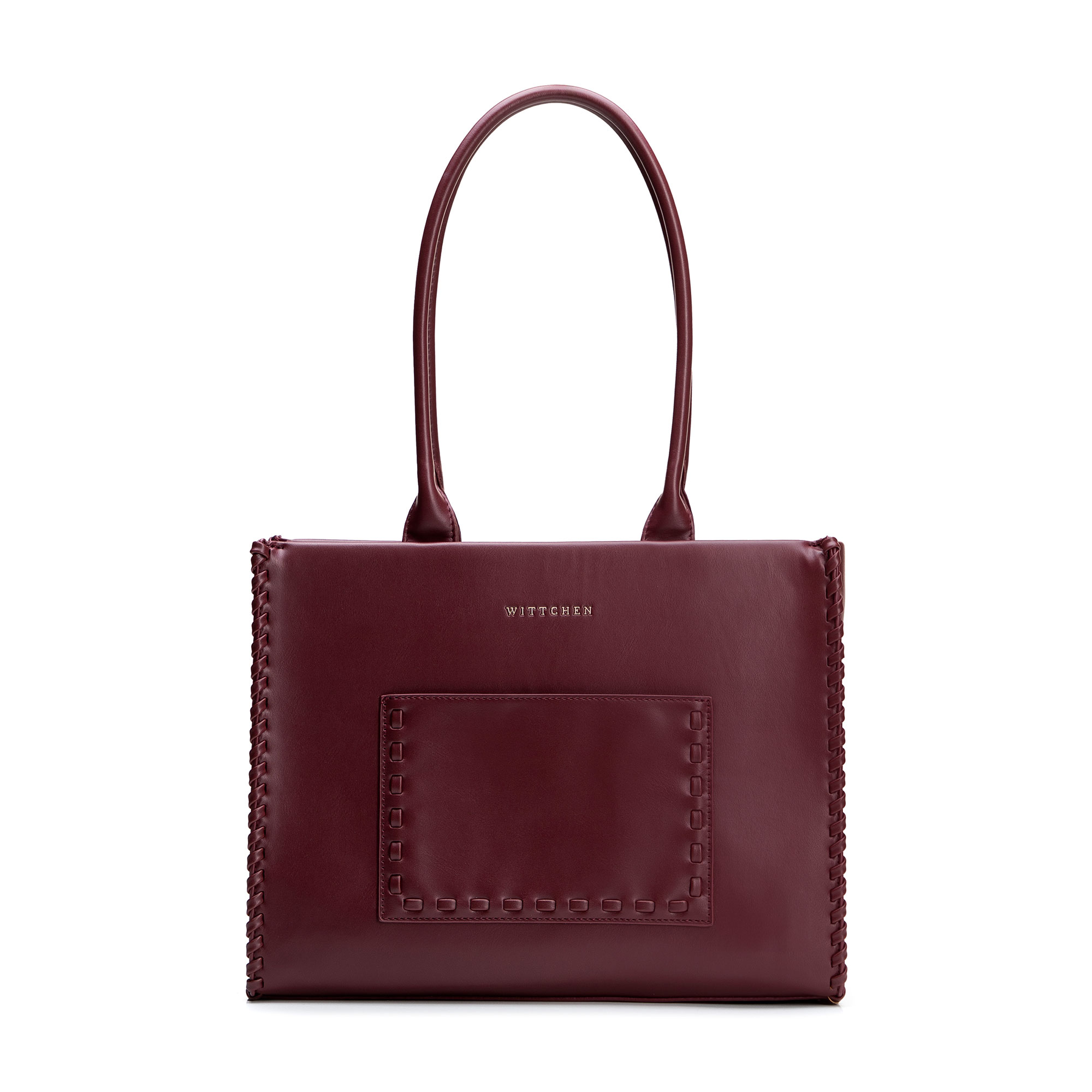 Dámska shopper kabelka z ekologickej kože bordová s pleteným detailom 101-4Y-401-3, Vyberte variant bordová