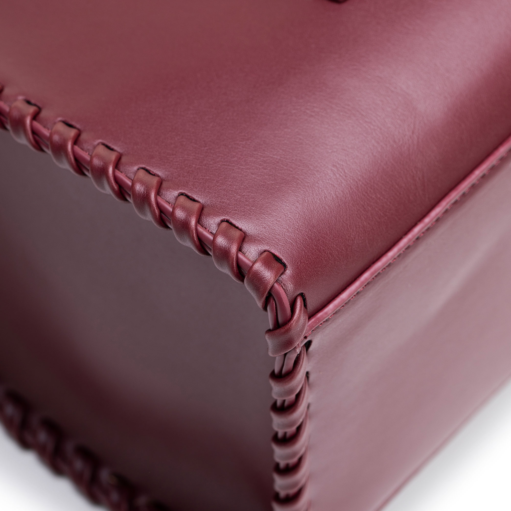 Dámska shopper kabelka z ekologickej kože bordová s pleteným detailom 101-4Y-401-3, Vyberte variant bordová
