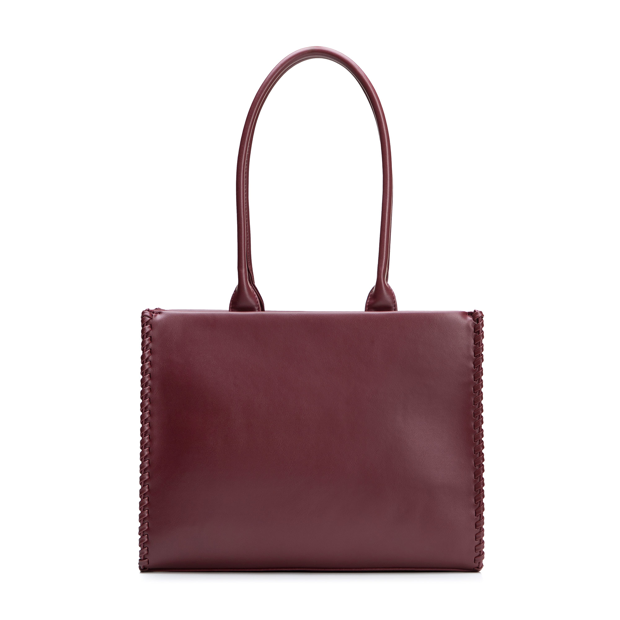 Dámska shopper kabelka z ekologickej kože bordová s pleteným detailom 101-4Y-401-3, Vyberte variant bordová