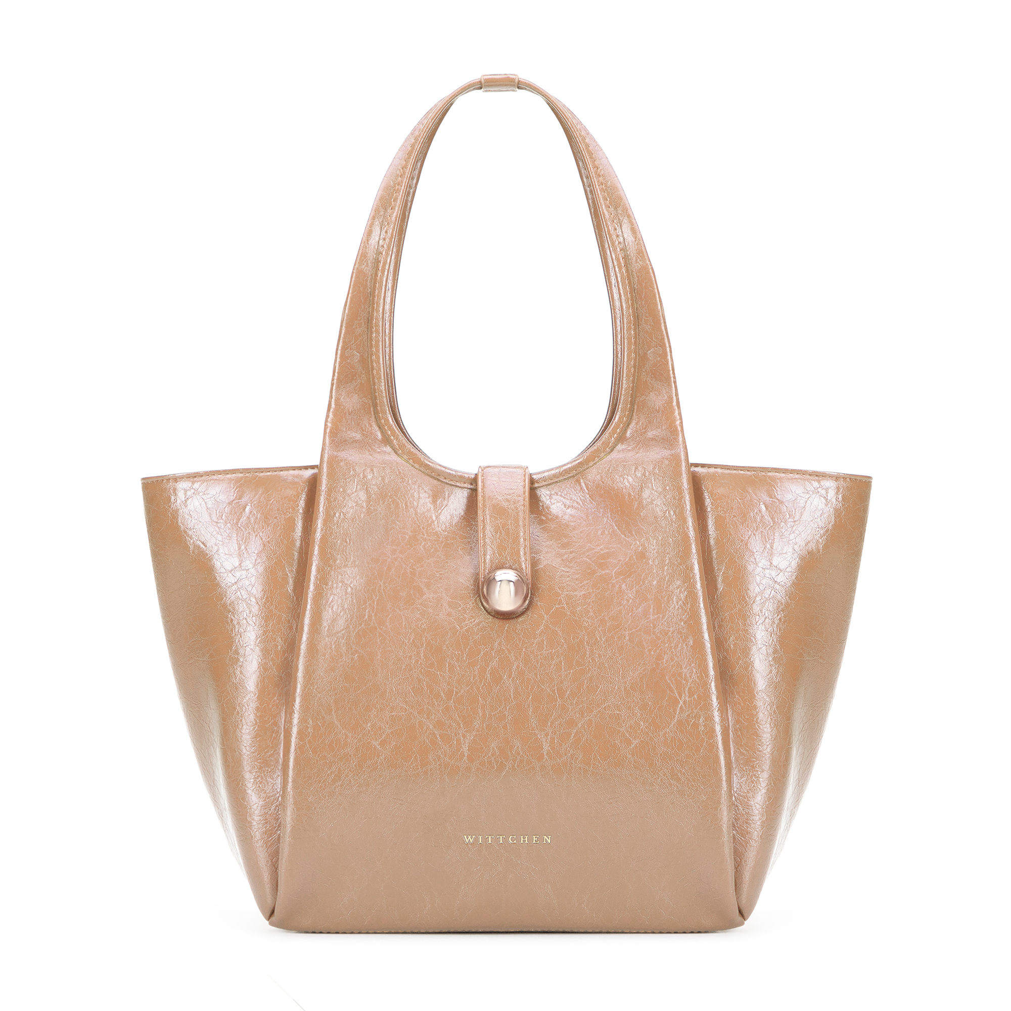 Dámska shopper kabelka z ekologickej kože béžová s ozdobným pásikom 101-4Y-418-9, Vyberte variant béžová