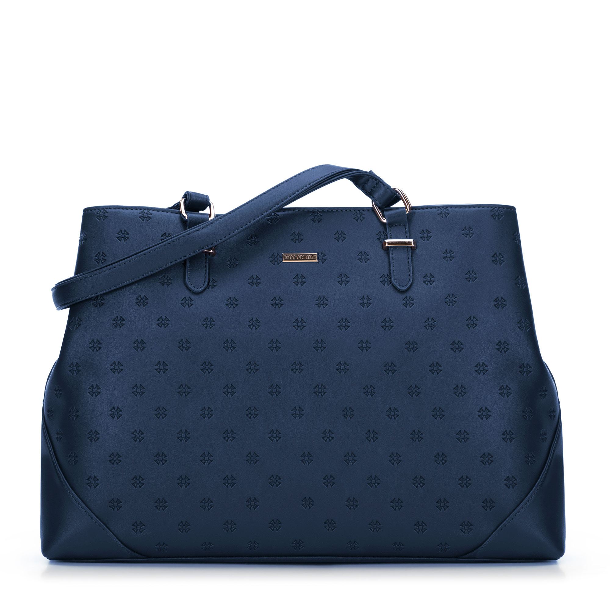 Damska shopperka z kieszenią na laptopa granatowa 99-4Y-206-7