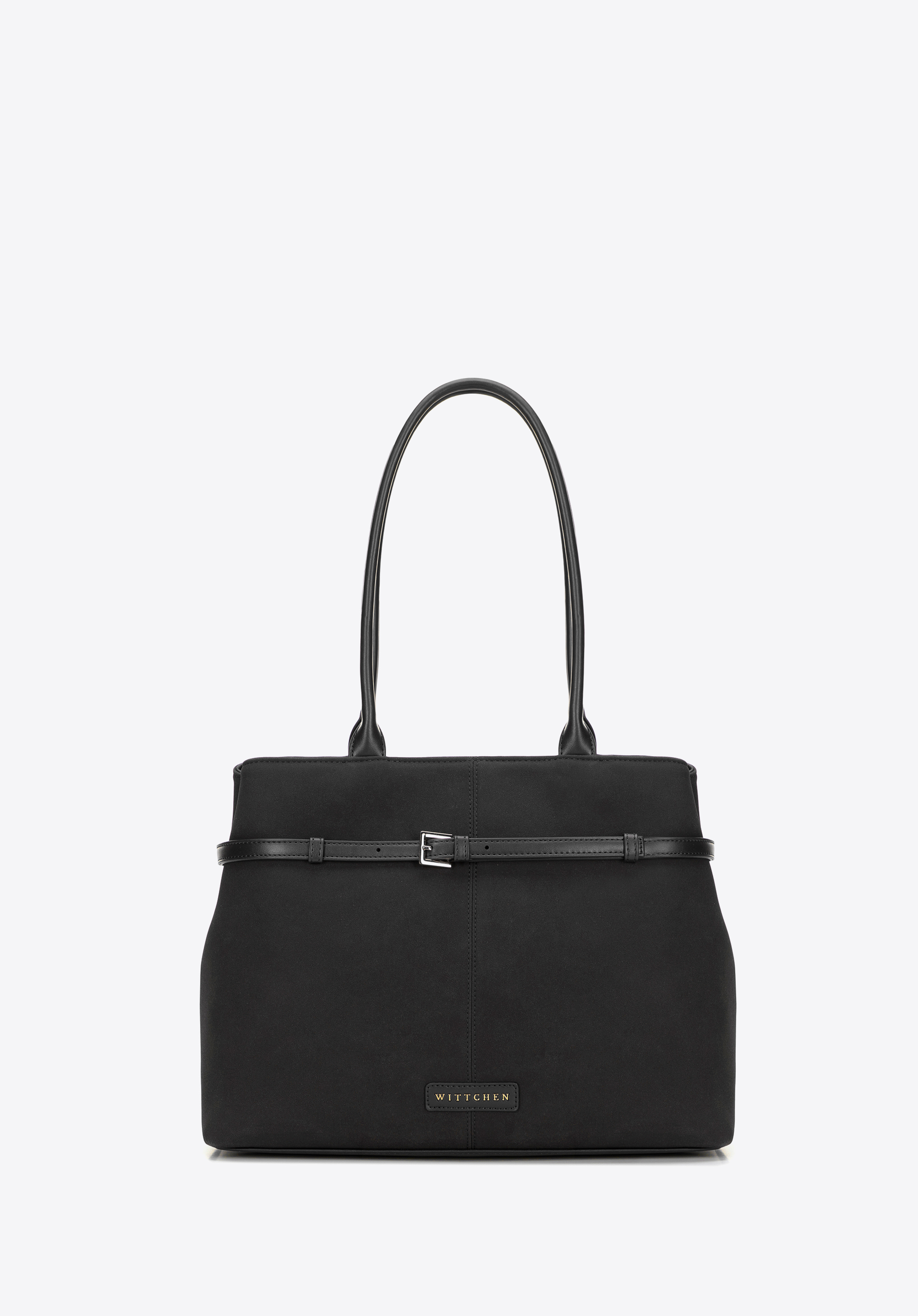 Damska shopperka z ozdobnym paskiem na froncie, czarno-złoty, 101-4Y-422-1G, Zdjęcie 1