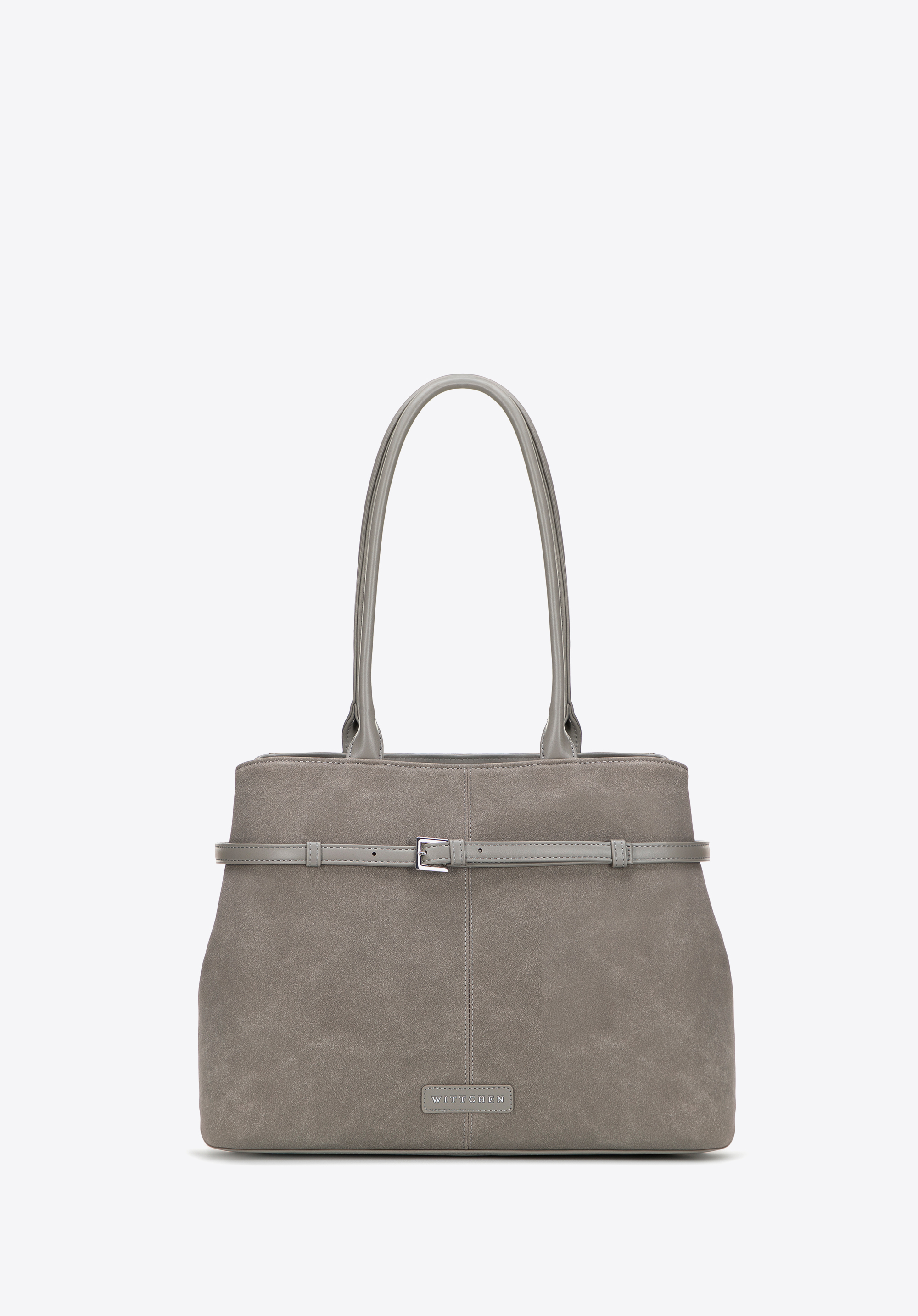 Damska shopperka z ozdobnym paskiem na froncie, szary, 101-4Y-422-8, Zdjęcie 1