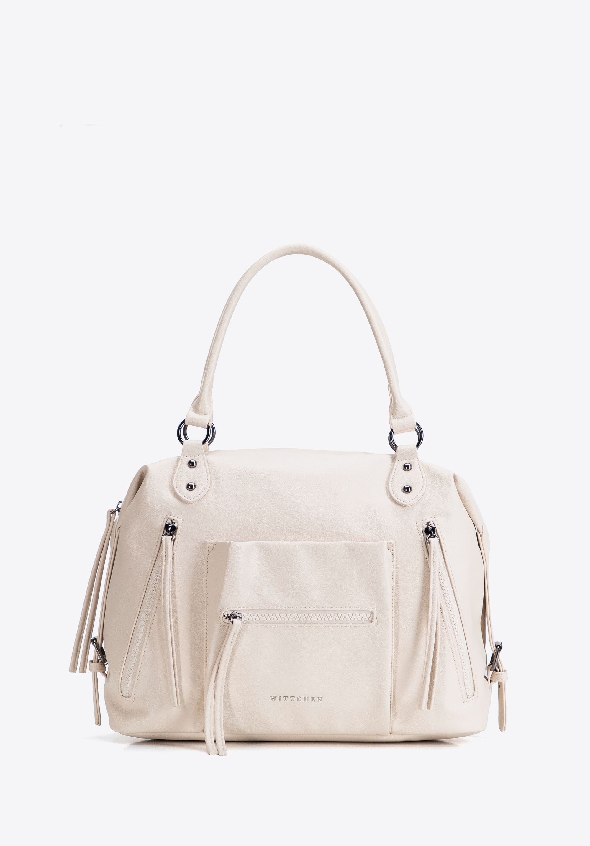 Women's shopper bag with decorative tassels, cream, 103-4Y-511-0, Photo 1