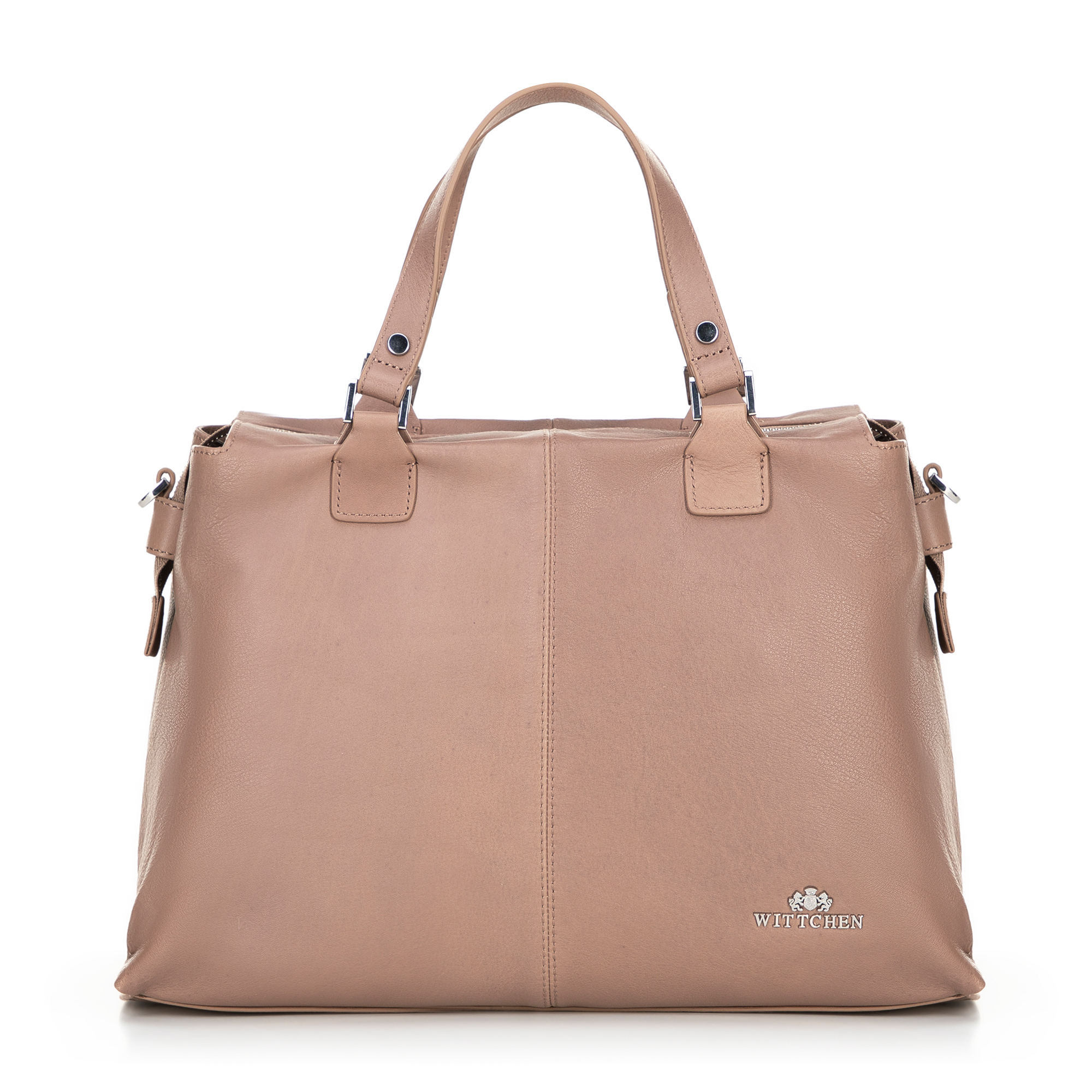 Dámska kožená nákupná kabelka dvojkomorová béžová 100-4E-804-9