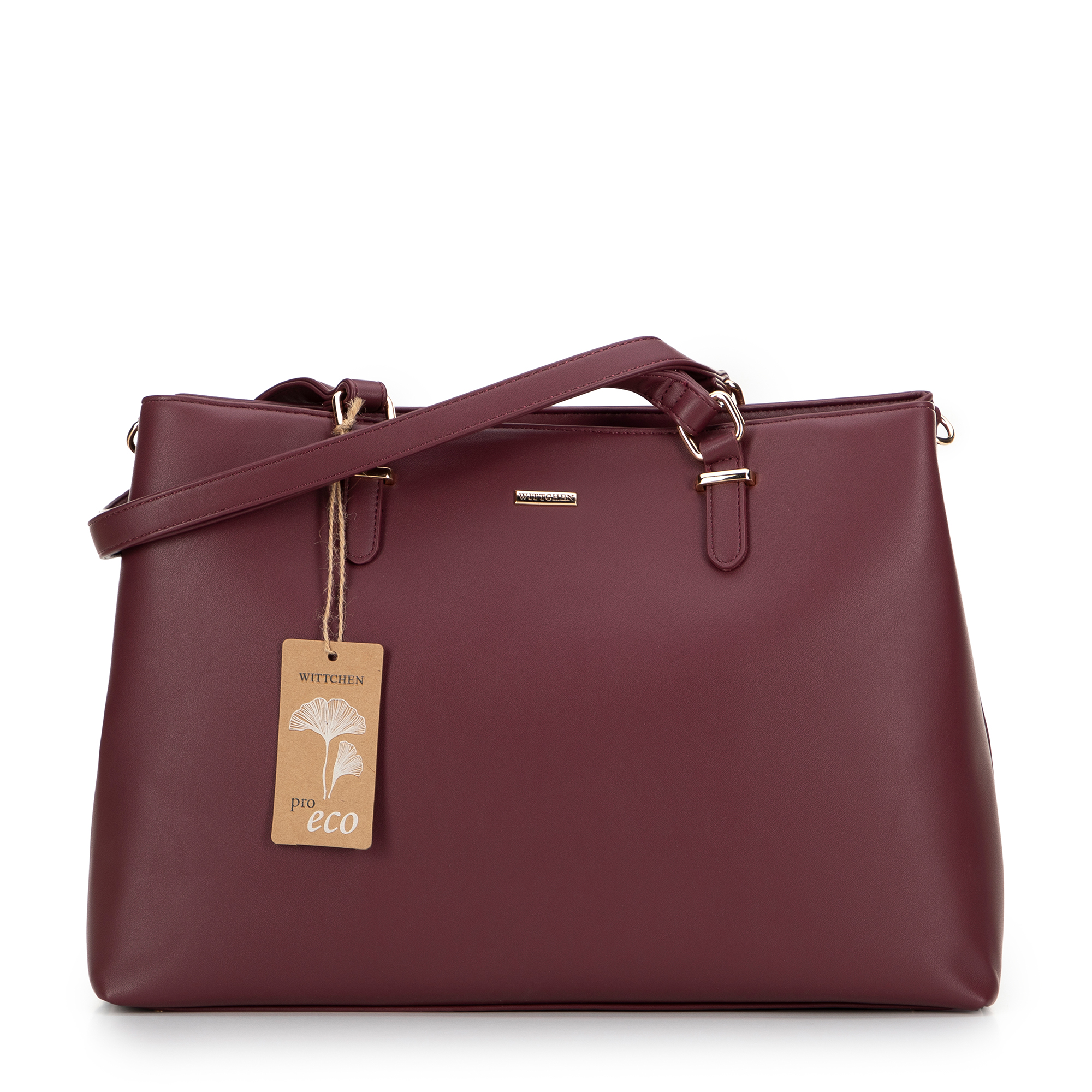 Dámska dvojkomorová shopperka z ekologickej kože bordová