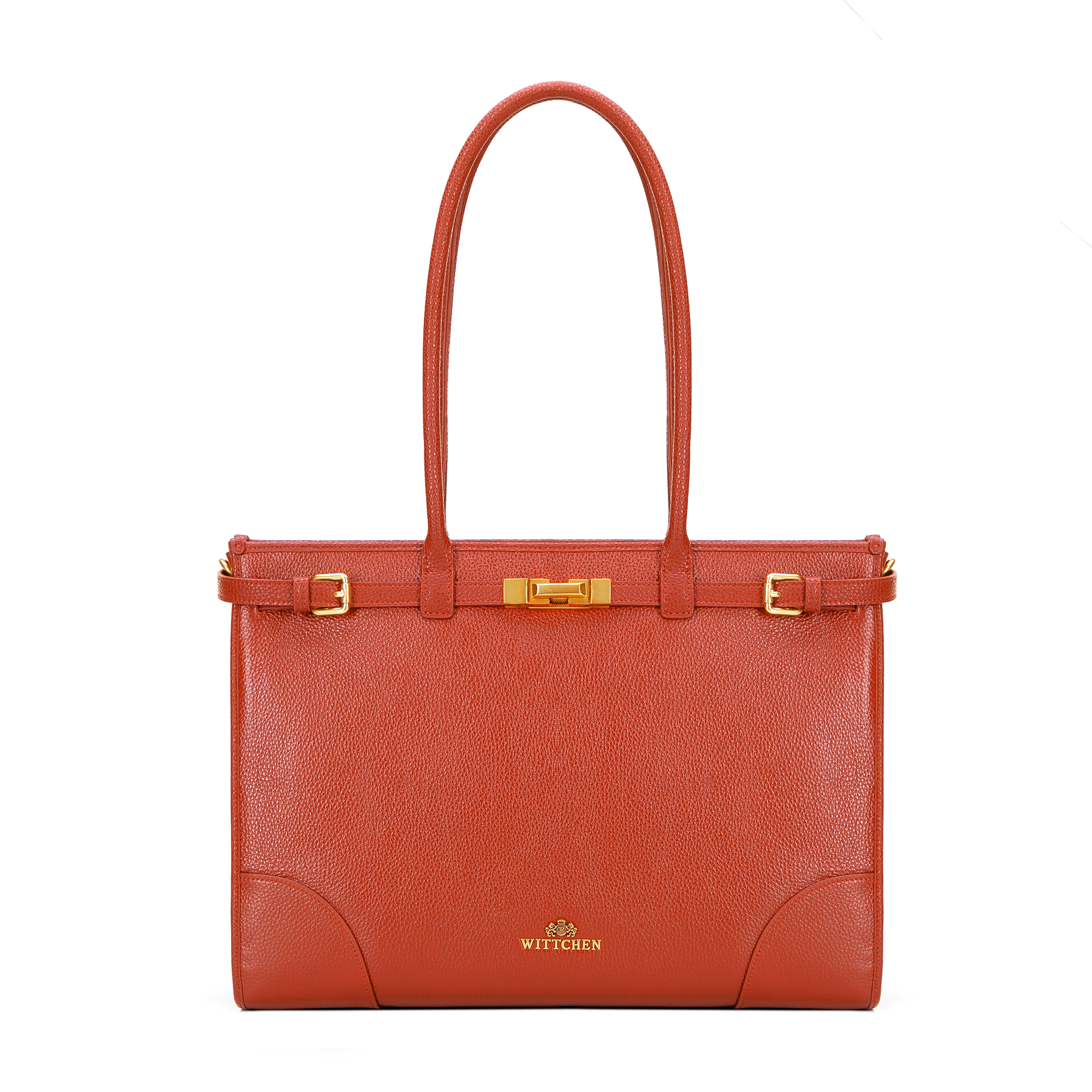 Dámska shopper kabelka z prírodnej kože oranžová 101-4E-205-6, Vyberte variant oranžová