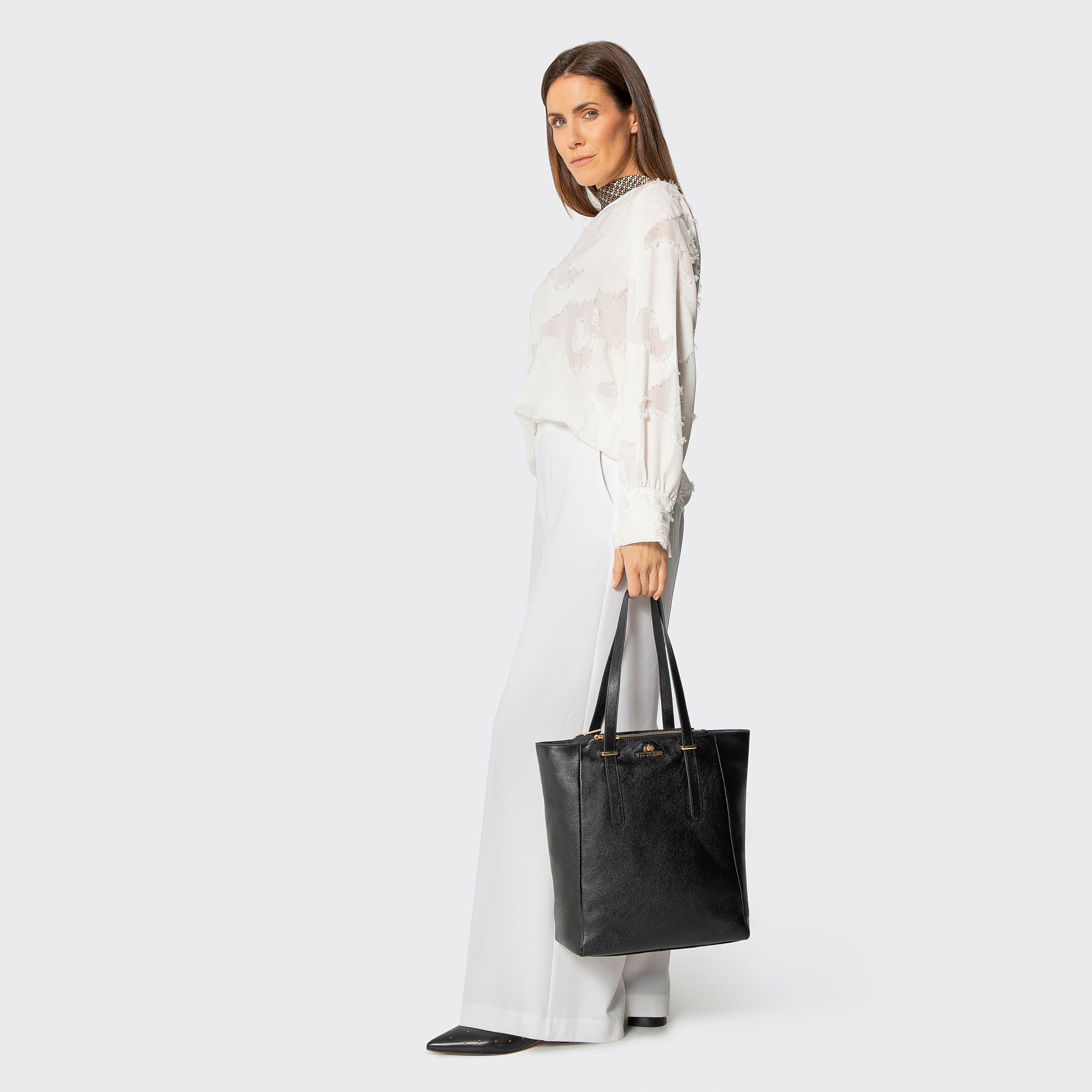 Dámska shopper kabelka z prírodnej kože čierna 101-4E-804-1, Vyberte variant čierna