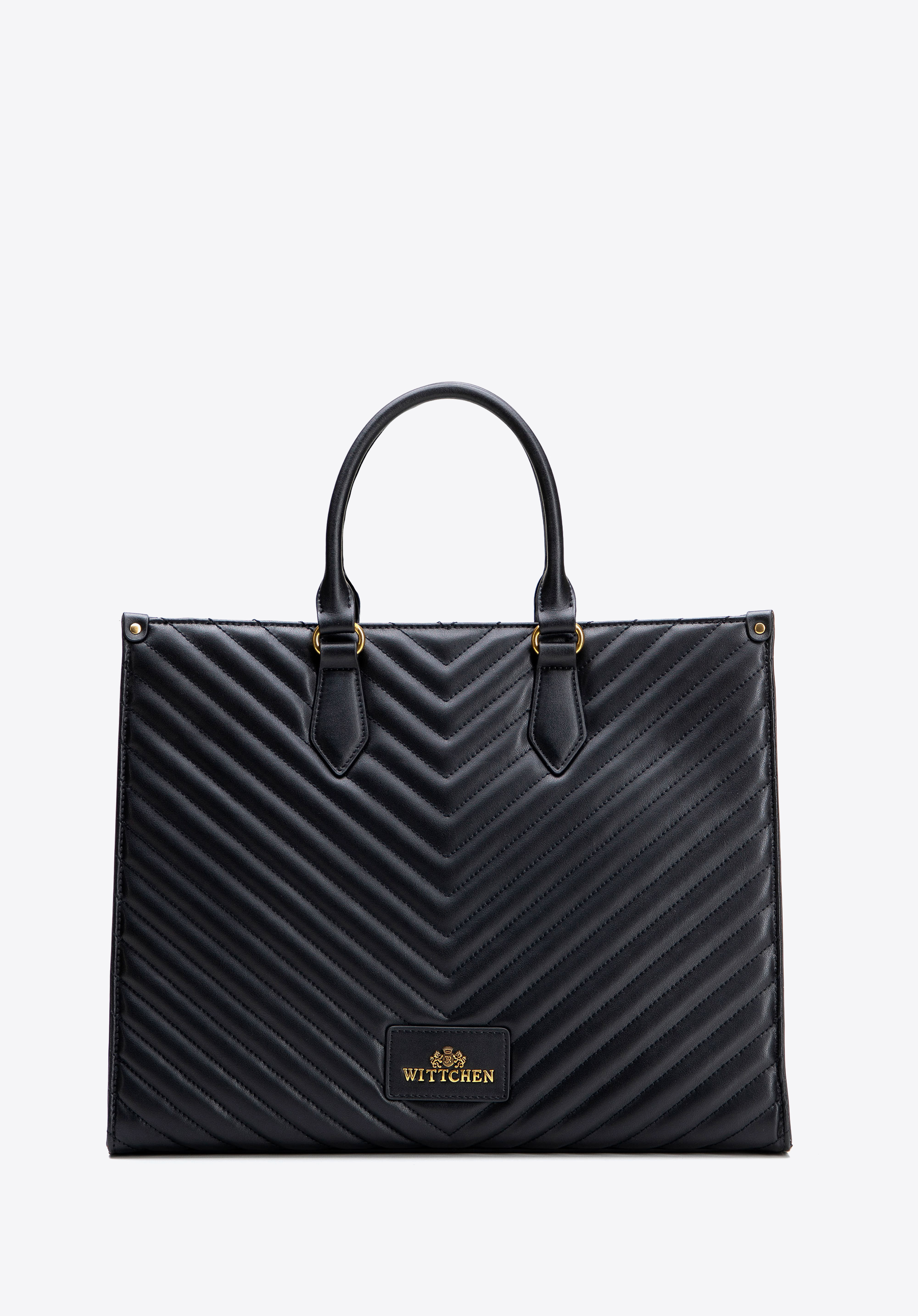 Women's quilted shopper bag, black, 102-4E-205-1, Photo 1