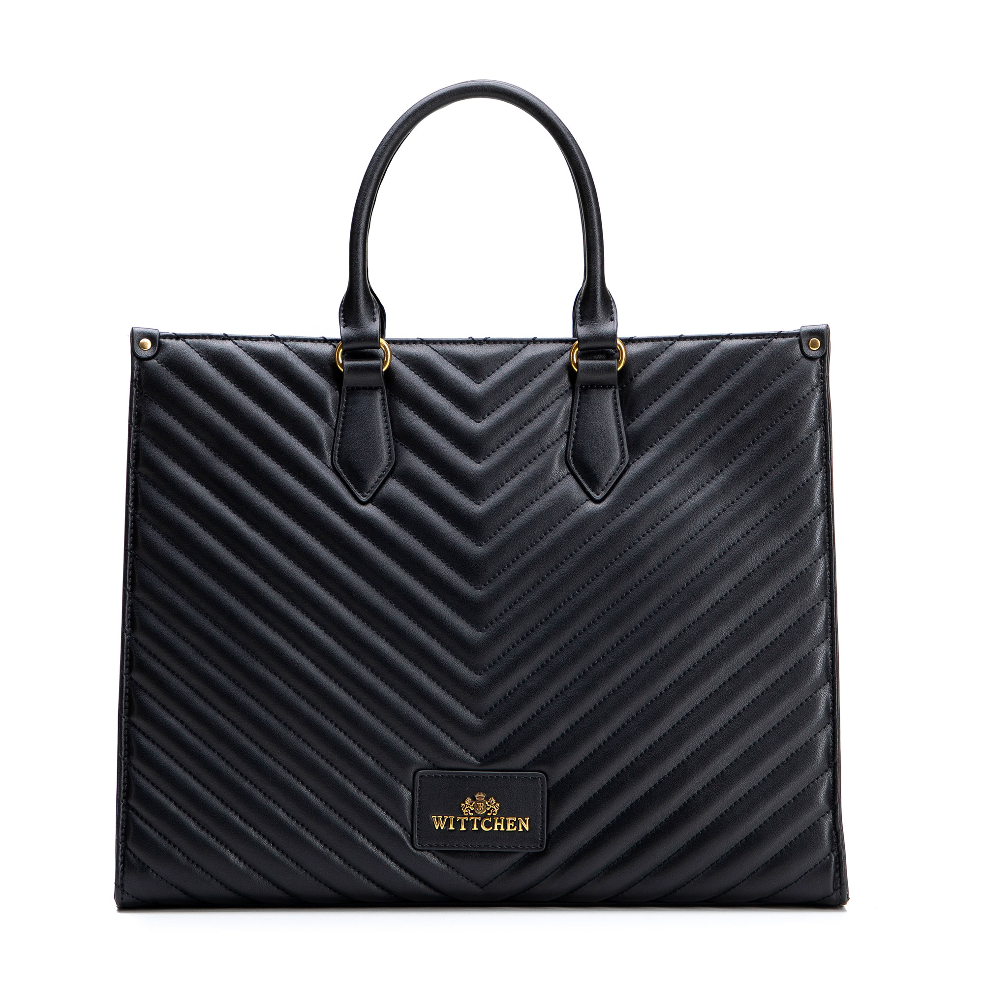 Dámska shopper kabelka z imitácie kože čierna s dekoratívnym prešívaním 102-4E-205-1, Vyberte variant čierna