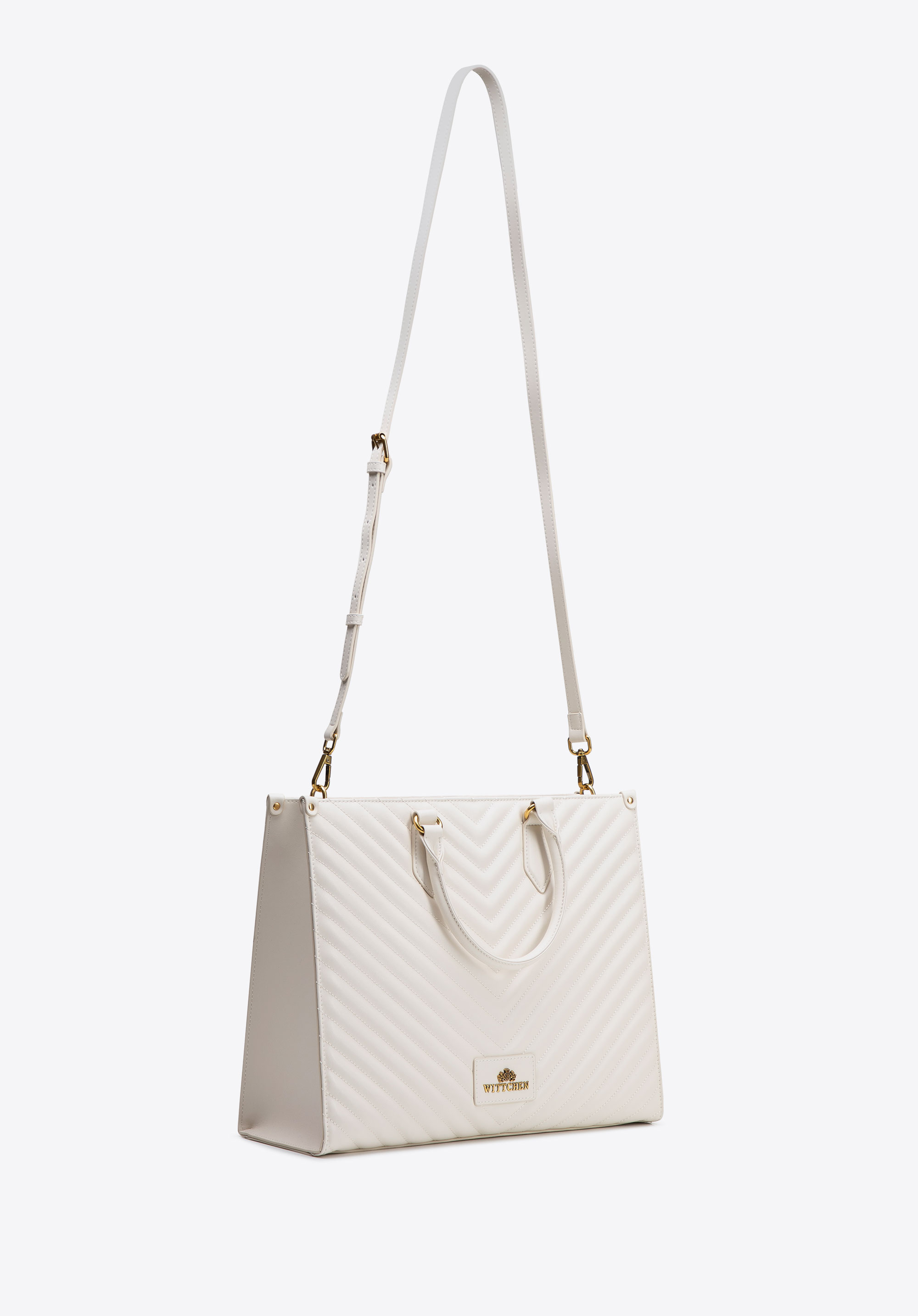 Women's quilted shopper bag, cream, 102-4E-205-0, Photo 1