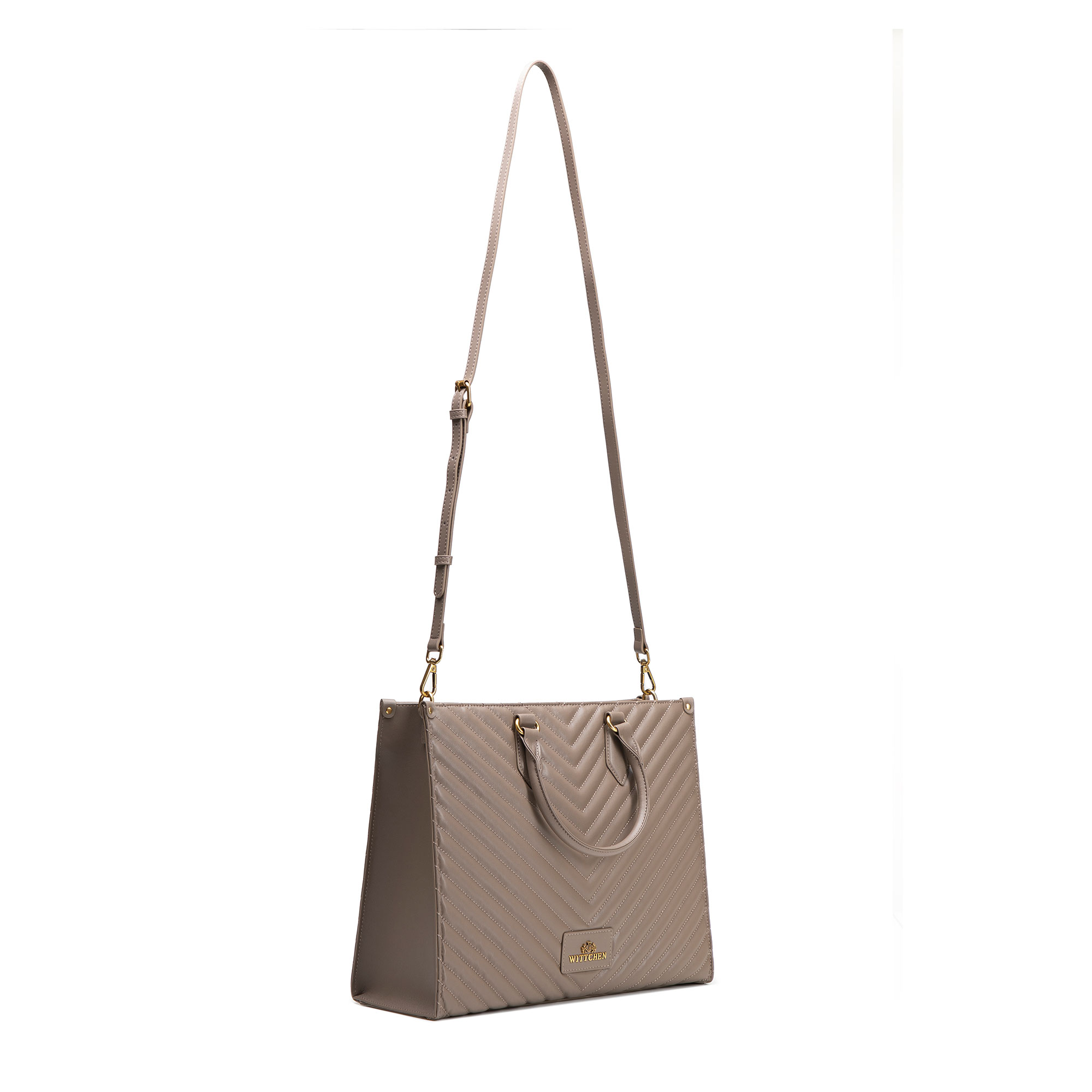 Dámska shopper kabelka Wittchen z prírodnej kože s elegantným vzhľadom, Vyberte variant tmavo béžová