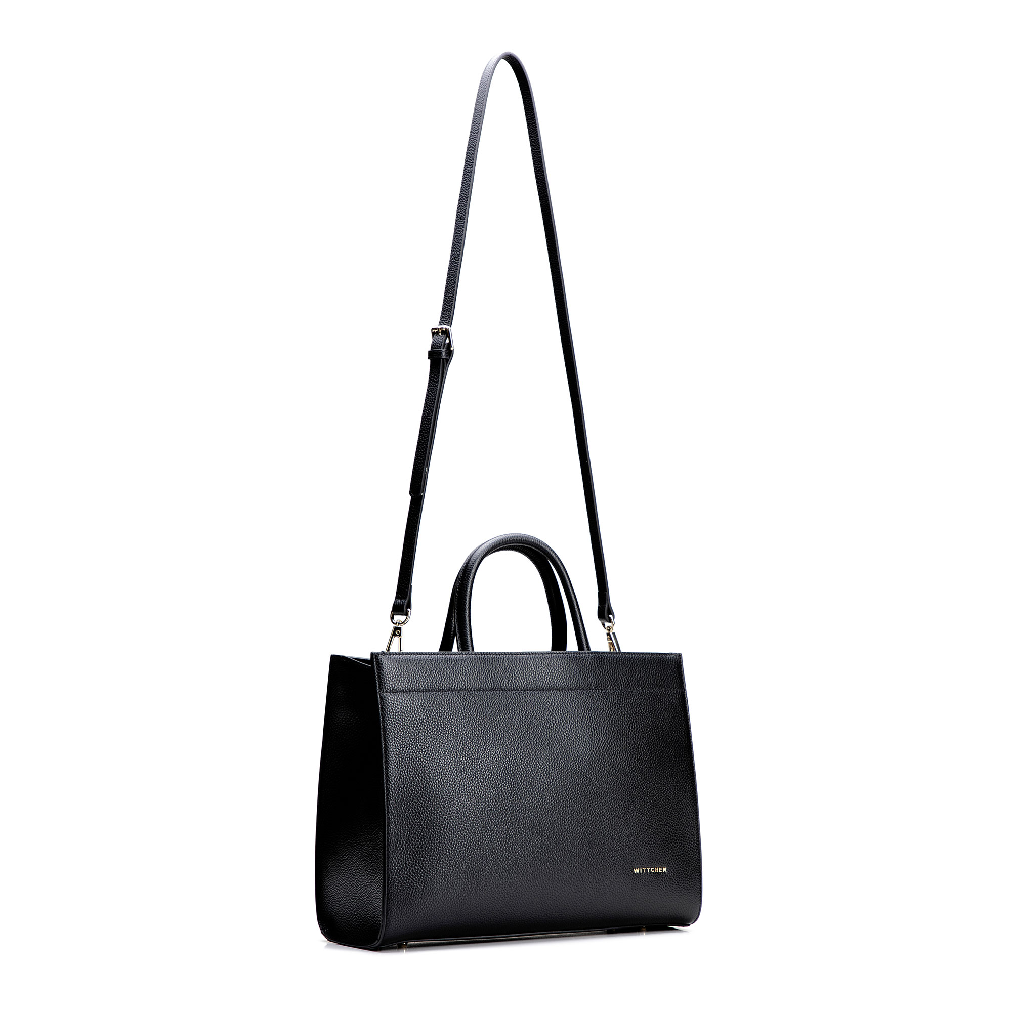 Dámska shopper kabelka z kože saffiano čierna 100-4E-619-1G, Vyberte variant čierno-zlatá