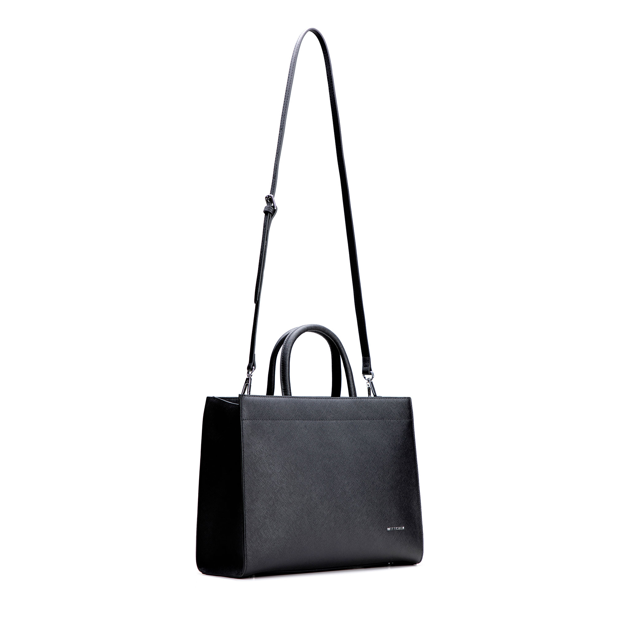 Dámska shopper kabelka z kože saffiano čierna 100-4E-619-1S, Vyberte variant čierno-strieborná