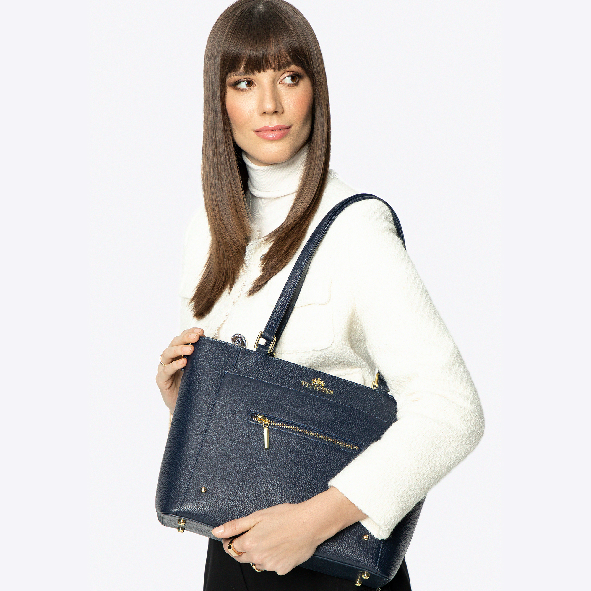 Dámska shopper kabelka z kože s vreckami granátová 100-4E-607-7, Vyberte variant granatová