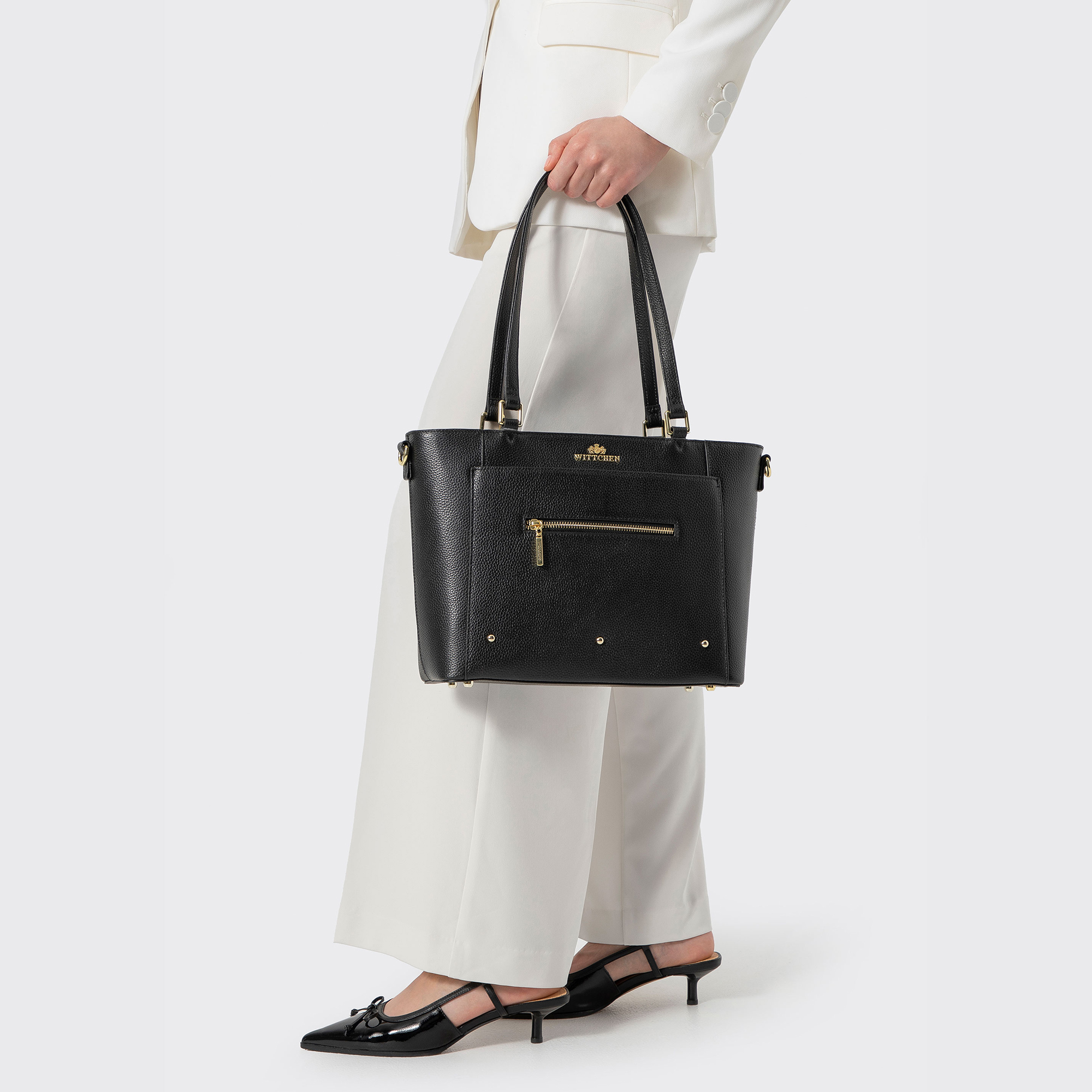 Dámska shopper kabelka čierno-zlatá 100-4E-607-1G, Vyberte variant čierno-zlatá
